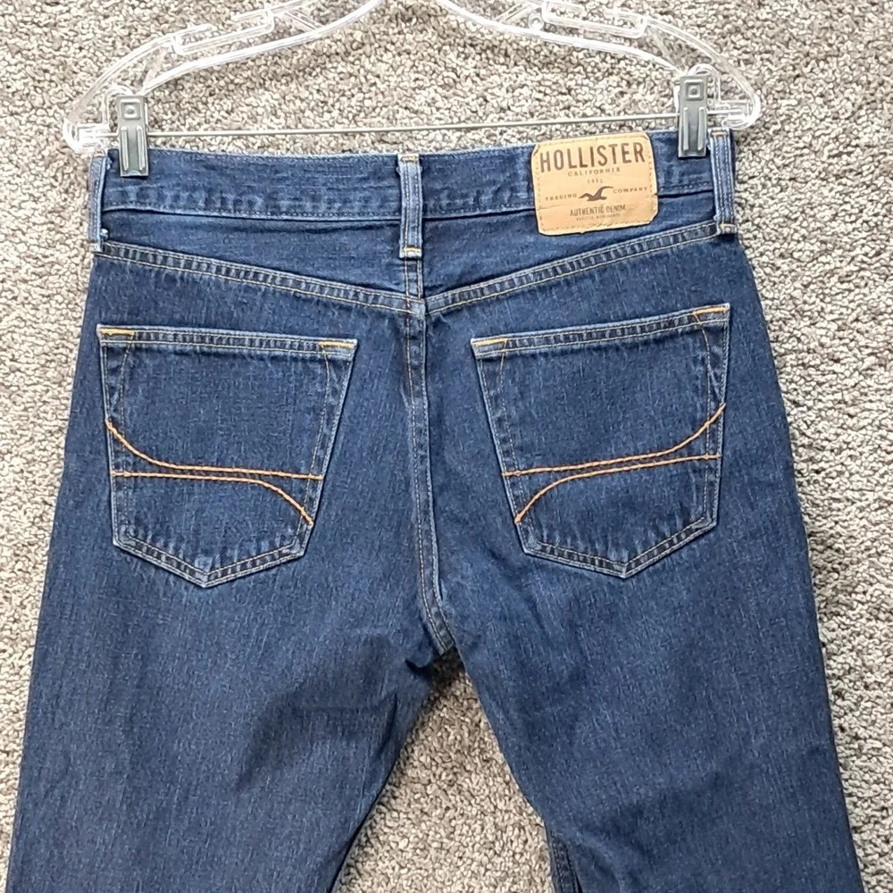 Hollister Mens Dark Wash Button Fly 100% Cotton Jeans W30 L30 Blue